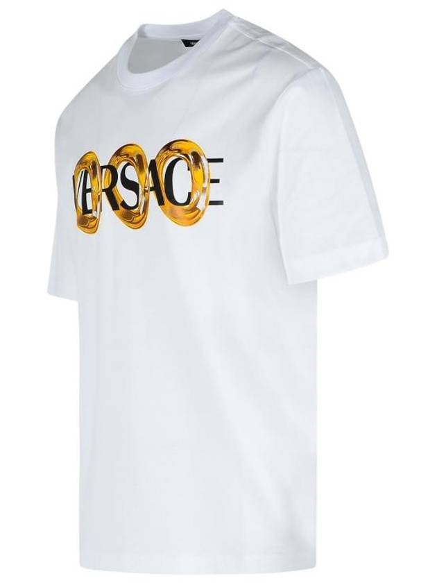 Logo Print Crew Neck Short Sleeve T-Shirt White - VERSACE - BALAAN 3