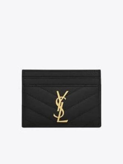 Gold Hardware Matelasse Caviar Leather Card Wallet Black - SAINT LAURENT - BALAAN 2