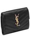 Matelasse Monogram Quilting Flap Half Wallet Black - SAINT LAURENT - BALAAN 3