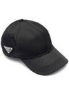 Re-Nylon Triangle Logo Baseball Cap Black - PRADA - BALAAN 3