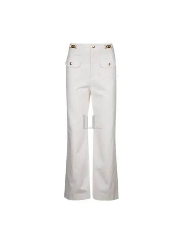 Gourmettes Cotton Straight Pants White - CELINE - BALAAN 2