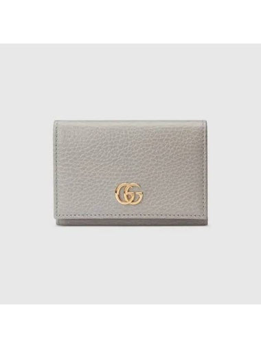 GG Marmont Card Case Light Gray Leather 739525CAO2G1443 - GUCCI - BALAAN 1