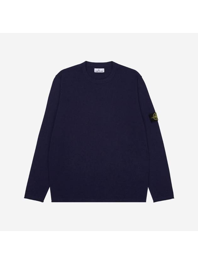 Wappen Patch Crew Neck Knit Top Dark Blue - STONE ISLAND - BALAAN 1