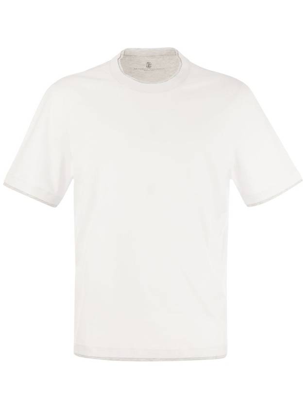 Men's Layered Effect Short Sleeve T-Shirt White - BRUNELLO CUCINELLI - BALAAN 2