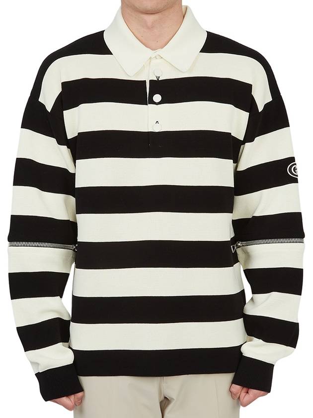 Men's Striped Cotton Polo Shirt Ivory Black - GUCCI - BALAAN 2