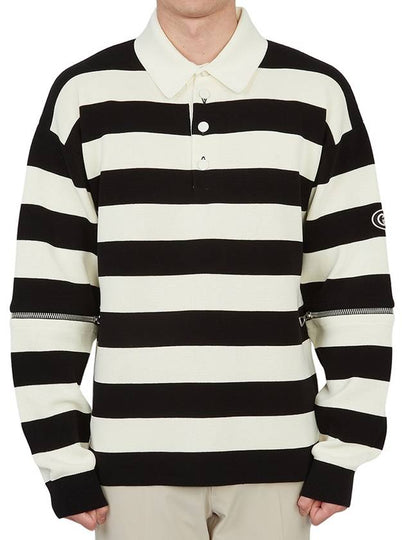 Men's Striped Cotton Polo Shirt Ivory Black - GUCCI - BALAAN 2