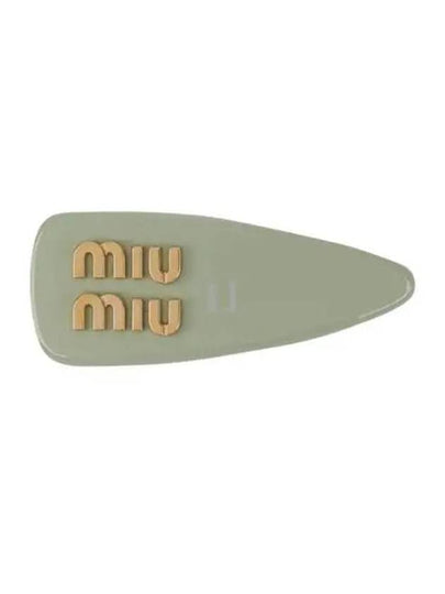 Logo Patent Leather Hair Clip Aqua - MIU MIU - BALAAN 2