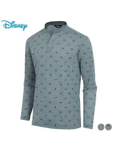 melange pattern henley neck long sleeve zip-up t-shirt DN1MTS004 - DISNEY GOLF - BALAAN 1