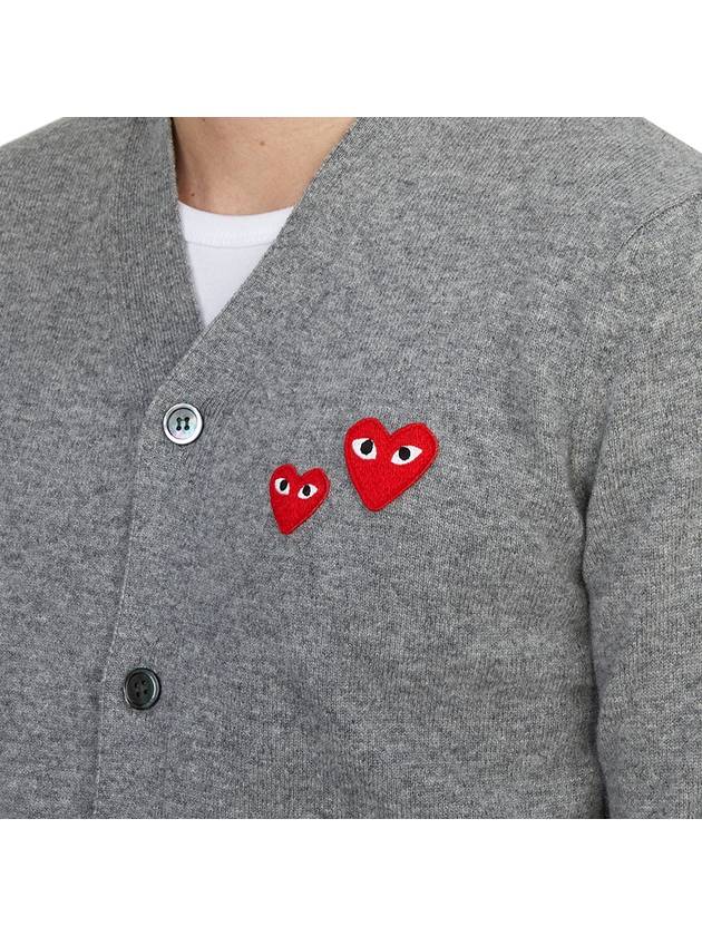 Heart Patch Button Cardigan Grey - COMME DES GARCONS PLAY - BALAAN 7