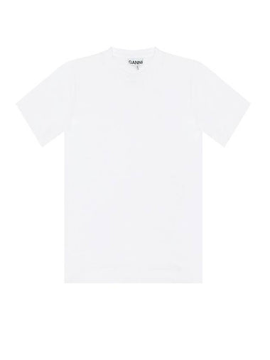 Logo Cotton Short Sleeve T-Shirt White - GANNI - BALAAN 1