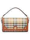 Women's Check Leather Top Handle Shoulder Bag Beige - BURBERRY - BALAAN 3