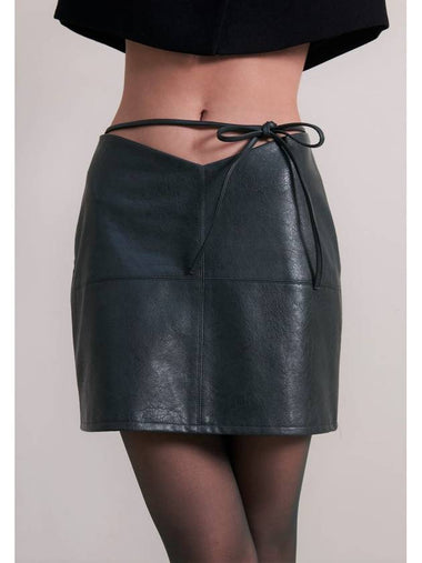 Vegan Leather Mini Skirt Dark Green - UNMUTE - BALAAN 1