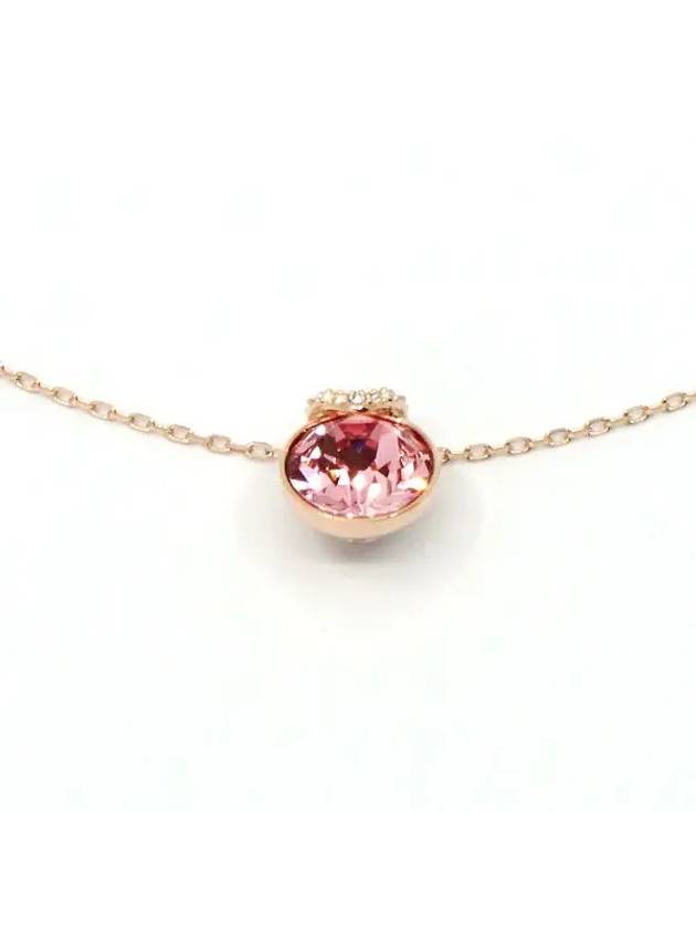 Bella V Round Pendant Necklace Pink Rose Gold - SWAROVSKI - BALAAN 3