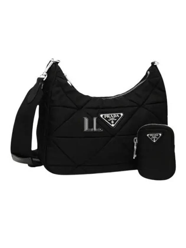 Triangle Logo Re-nylon Paddde Hobo Cross Bag Black - PRADA - BALAAN 2