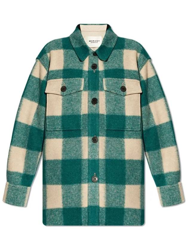 24SS HARVELI Check Wool Coat Green MA0020FA B1D05E 60GR - ISABEL MARANT - BALAAN 1