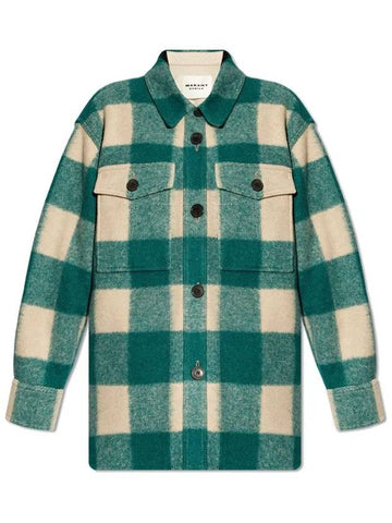 24SS HARVELI Check Wool Coat Green MA0020FA B1D05E 60GR - ISABEL MARANT - BALAAN 1