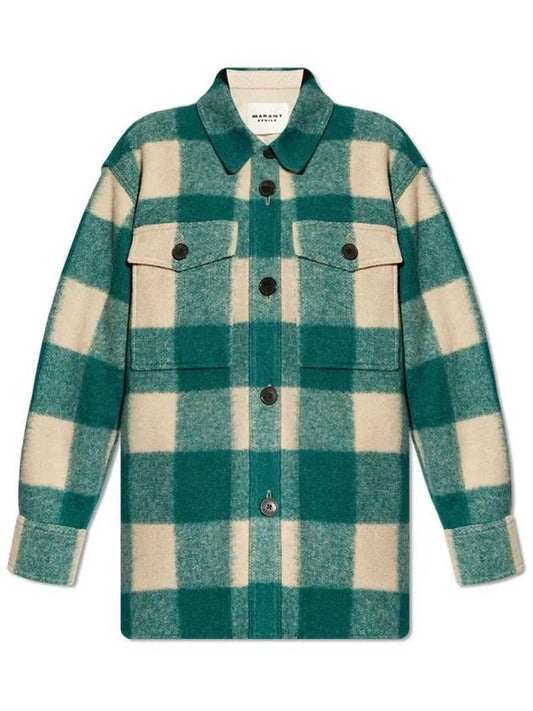 24SS HARVELI Check Wool Coat Green MA0020FA B1D05E 60GR - ISABEL MARANT - BALAAN 1