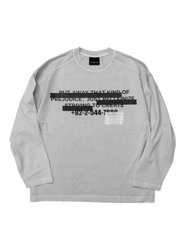 BBD Hidden Slogan Pigment Long T Shirt Gray - BLACKBLOND - BALAAN 2