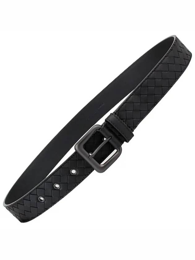 Intrecciato Leather Belt Black - BOTTEGA VENETA - BALAAN 3