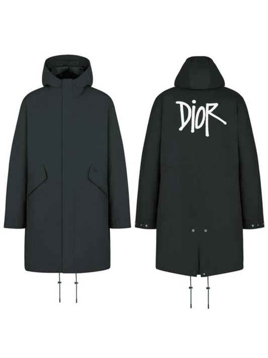 Shawn Stussy Logo Hooded Parka Navy - DIOR - BALAAN 2