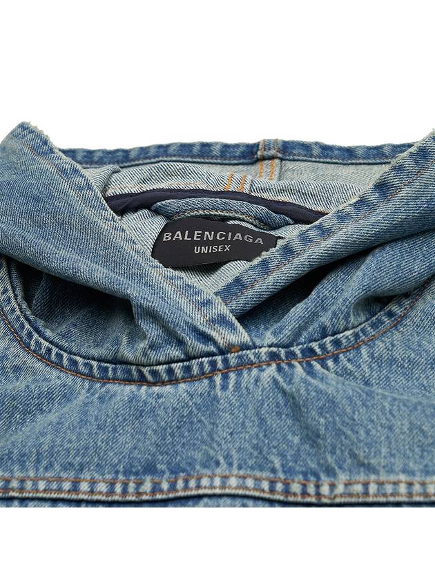 Washed Effect Denim Hoodie Blue - BALENCIAGA - BALAAN 5