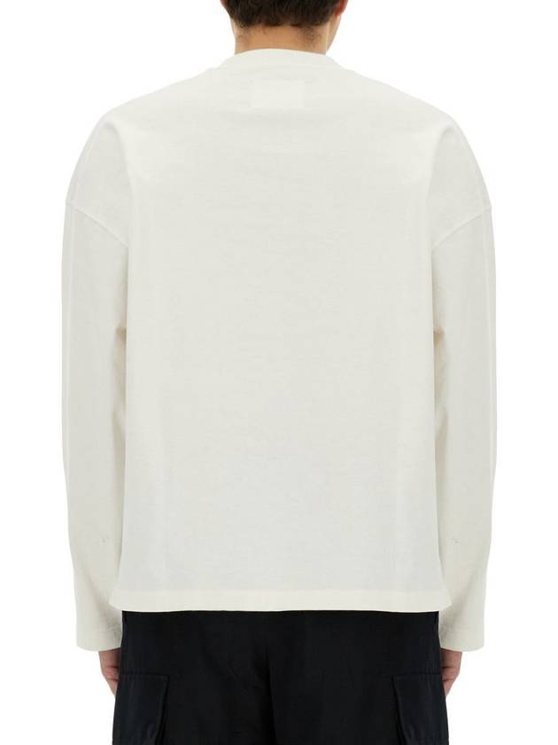 Logo Print Cotton Long Sleeve T-Shirt White - JIL SANDER - BALAAN 4