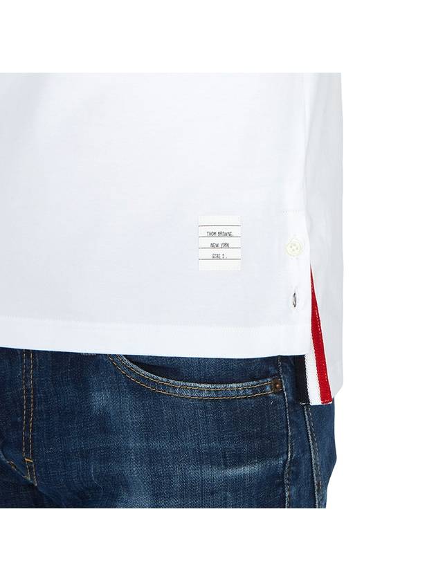 Men's Medium Weight Jersey Tipped Pocket Crewneck Short Sleeve T-Shirt White - THOM BROWNE - BALAAN 10