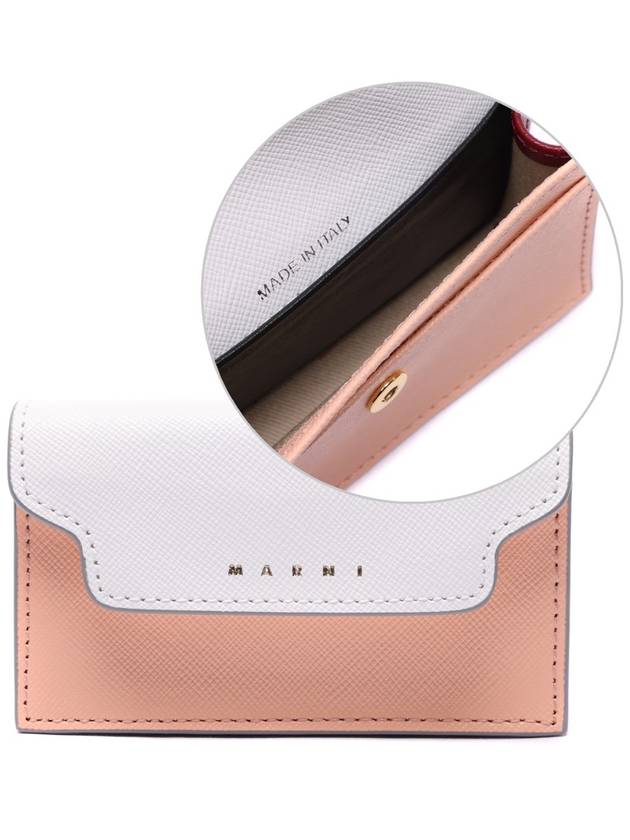 Logo Color Block Saffiano Card Wallet White - MARNI - BALAAN 3