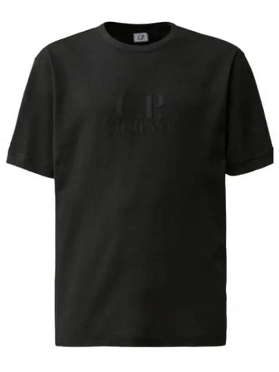 Piquet Waffle Logo Short Sleeve T-Shirt Black - CP COMPANY - BALAAN 2