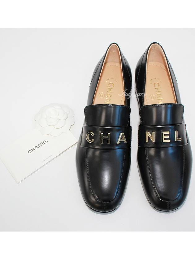 Gold Lettering Moccasin Loafers Black G45123 B14026 94305 - CHANEL - BALAAN 2