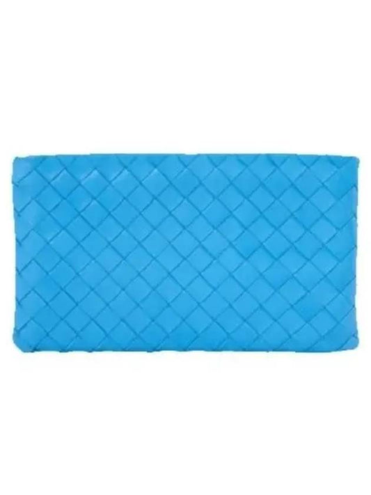 Intrecciato Small Pouch Clutch Bag Blue - BOTTEGA VENETA - BALAAN.