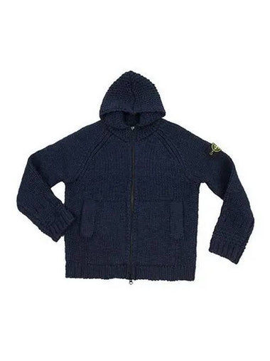 Wappen Patch Chunky Knit Hooded Jacket Navy 7715544D4 - STONE ISLAND - BALAAN 1