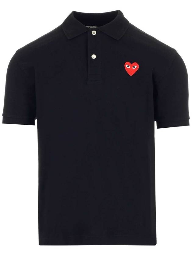Red Heart Wappen Polo Shirt Black - COMME DES GARCONS - BALAAN 2