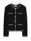 Kendra Logo Lace Cardigan Black - TORY BURCH - BALAAN 2