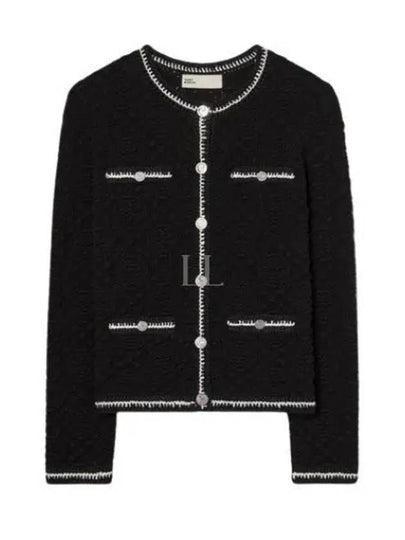 Kendra Logo Lace Cardigan Black - TORY BURCH - BALAAN 2