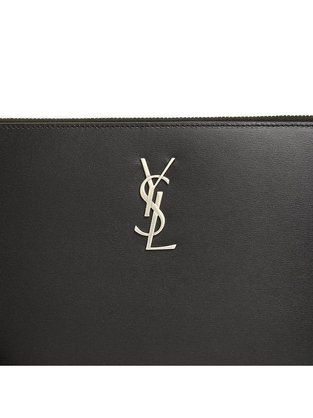 Monogram Silver Logo Clutch Bag Black - SAINT LAURENT - BALAAN 8