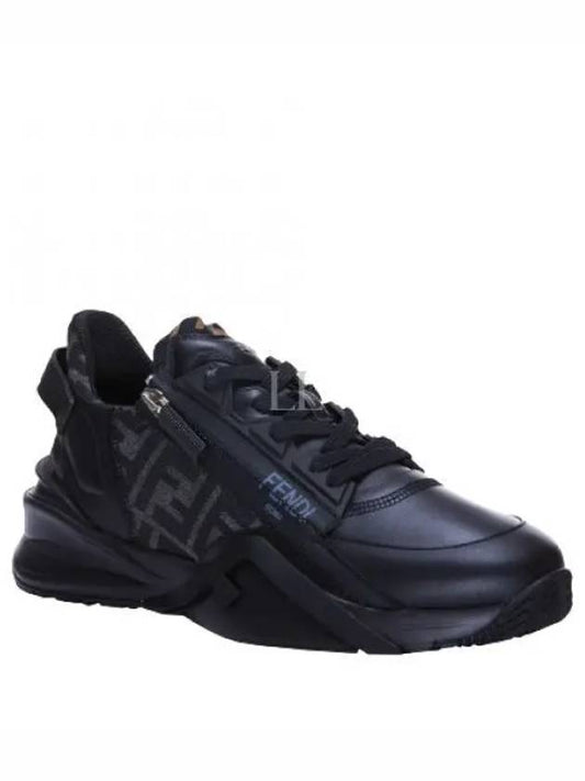 Flow FF Jacquard Leather Running Low Top Sneakers Black - FENDI - BALAAN 2