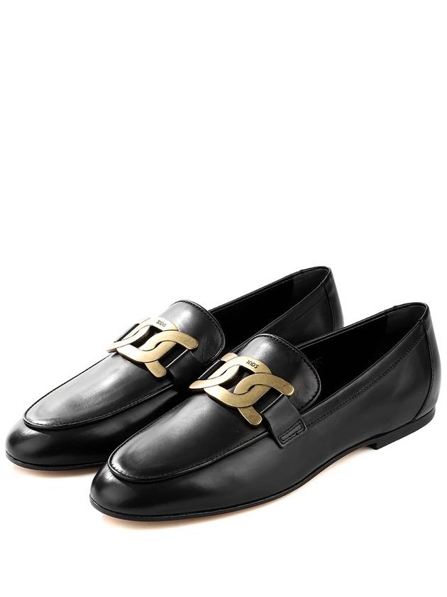 Kate Metal Logo Leather Loafers Black - TOD'S - BALAAN 2