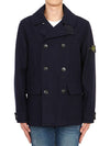 Logo Patch Double Breasted Jacket Marine - STONE ISLAND - BALAAN 2