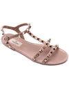 Women's Rockstud Flat Sandals Pink - VALENTINO - BALAAN 4