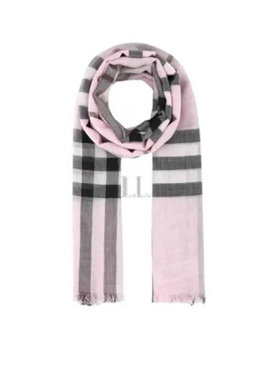 Check Wool Silk Blend Scarf Pink - BURBERRY - BALAAN 2