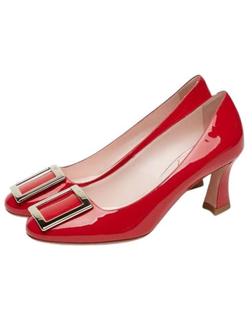 Tre Slim Enamel Pumps Heel Red - ROGER VIVIER - BALAAN 1