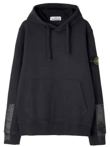 Tape Four Print Brushed Cotton Fleece Hoodie Regular Fit Men - STONE ISLAND - BALAAN 1