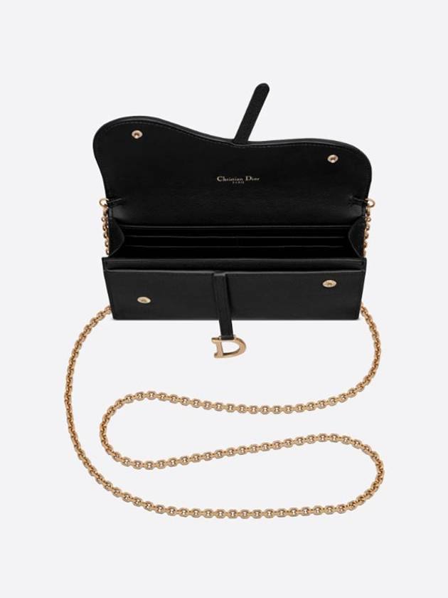 Long Saddle Chain Goatskin Shoulder Bag Black - DIOR - BALAAN 4