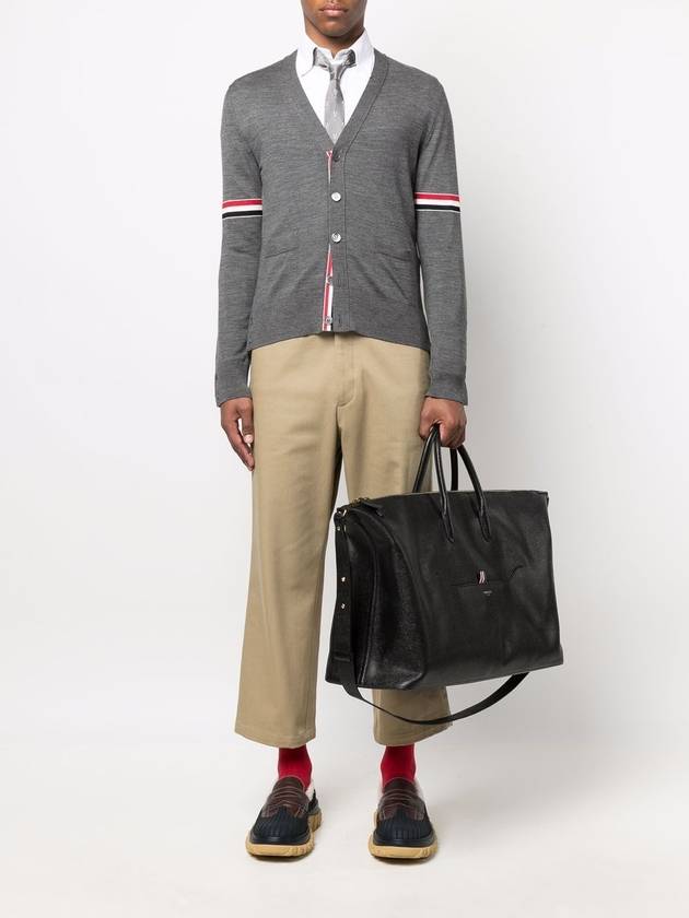 Stripe Armband Merino Wool Cardigan Grey - THOM BROWNE - BALAAN 4