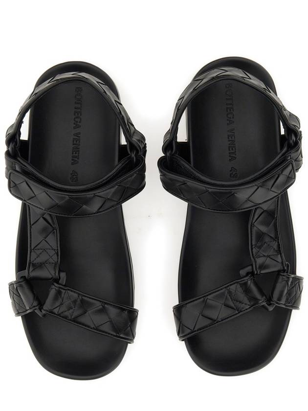 Trip Intrecciato Leather Sandals Black - BOTTEGA VENETA - BALAAN 7