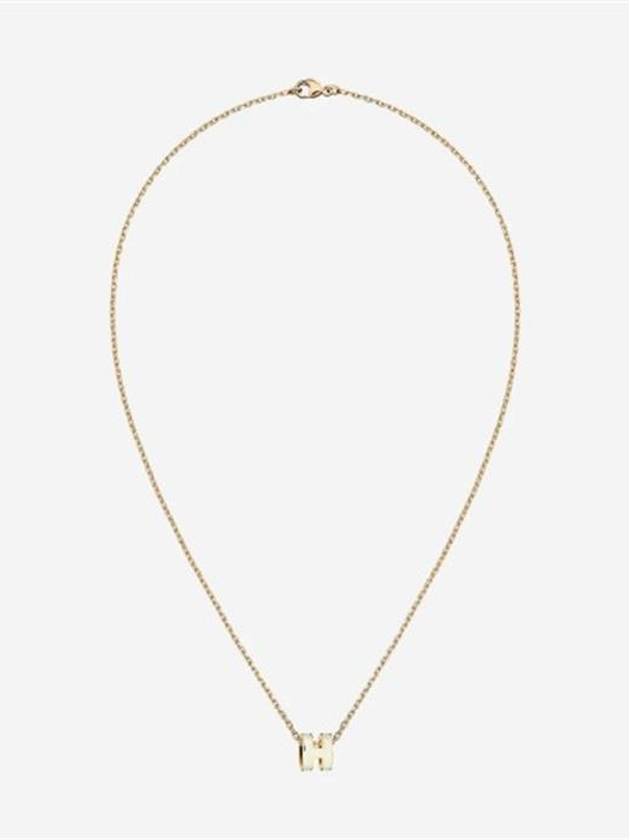 Mini Pop H Pendant Necklace Gold Blanc White - HERMES - BALAAN 2