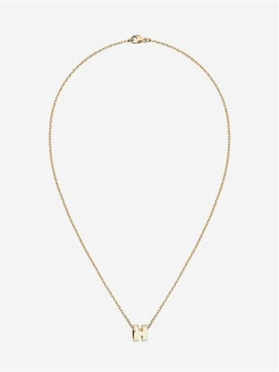 Mini Pop H Pendant Necklace Gold Blanc White - HERMES - BALAAN 2