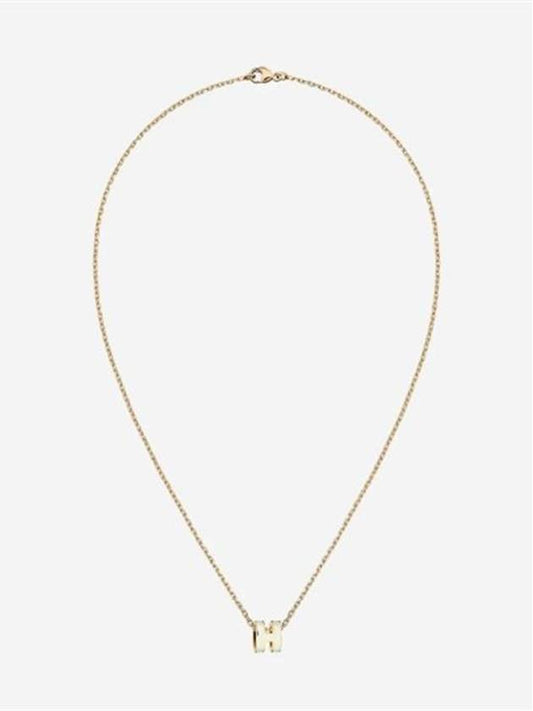 Mini Pop H Pendant Necklace Gold Blanc White - HERMES - BALAAN 2