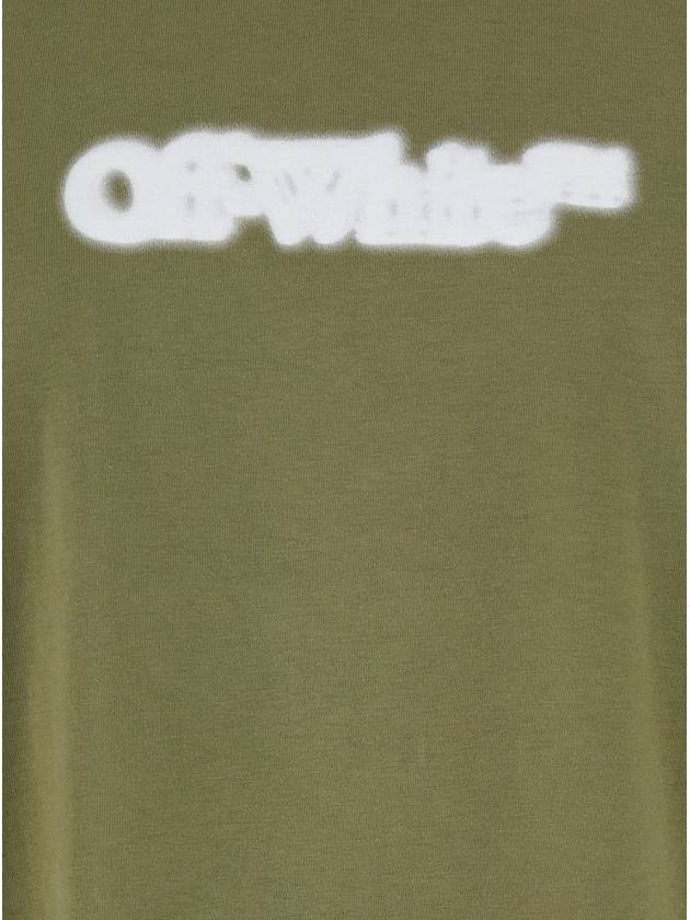 'Spray Arrow' Green Crewneck T-Shirt With Logo Lettering On The Front And Maxi Logo Print On The Rear In Cotton Man - OFF WHITE - BALAAN 4